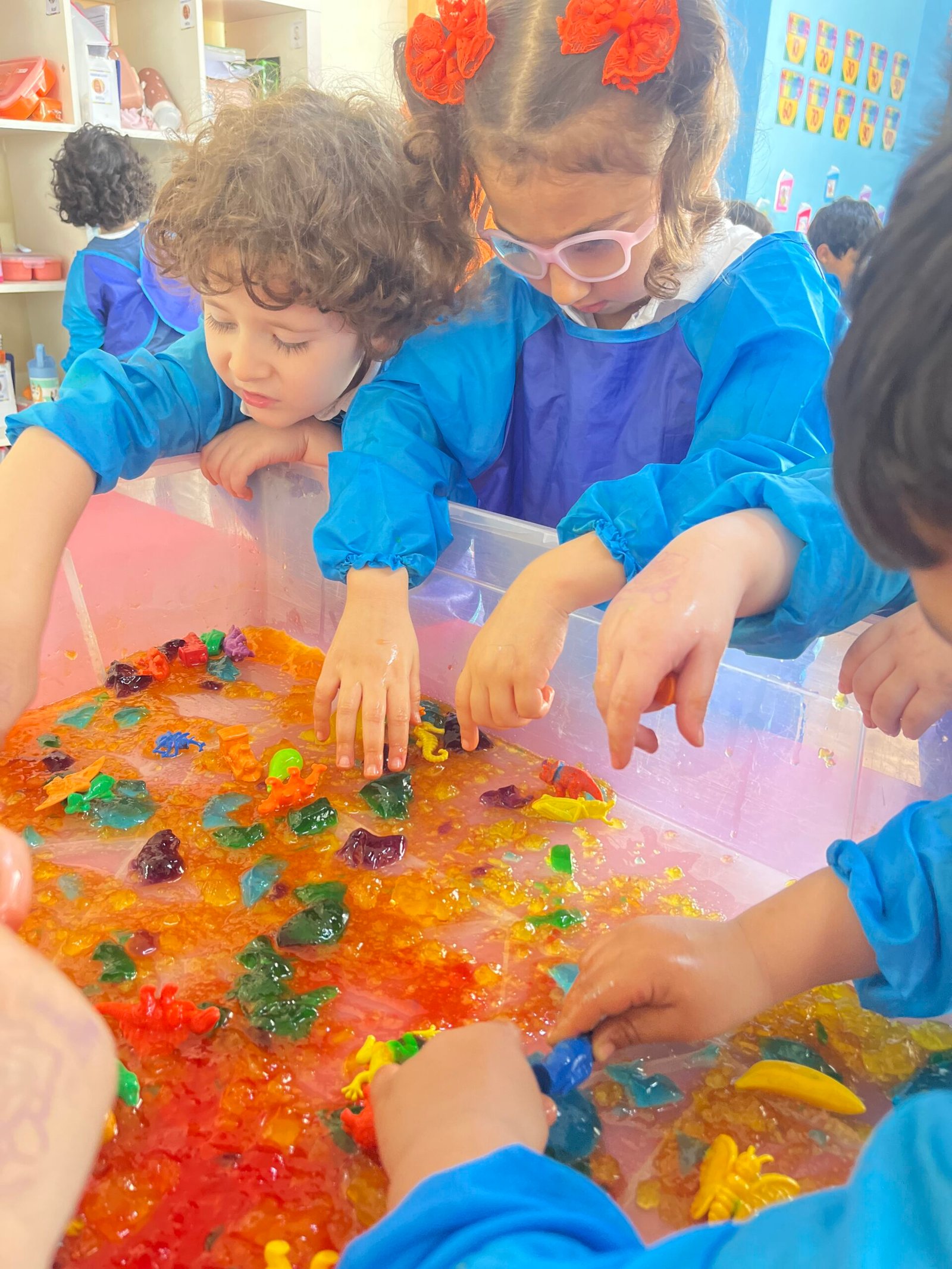 Children exploring color mixing at The Kids Castle in Al Khobar